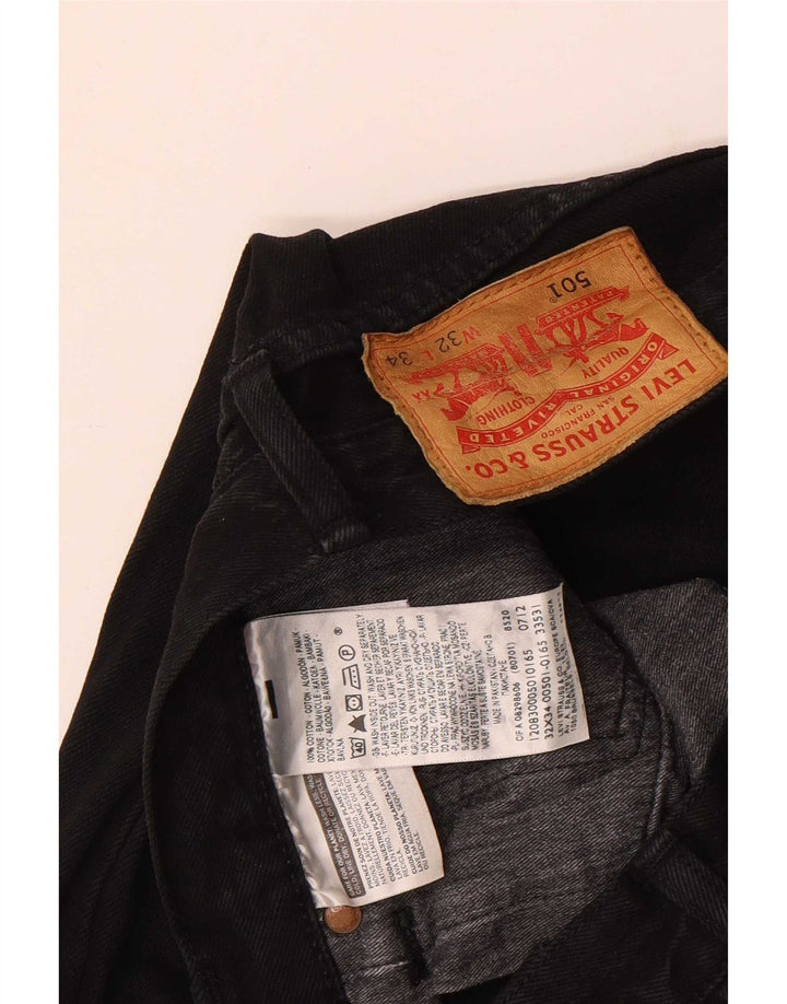 Levi's Mens 501 Straight Jeans W32 L34 Μαύρο βαμβακερό