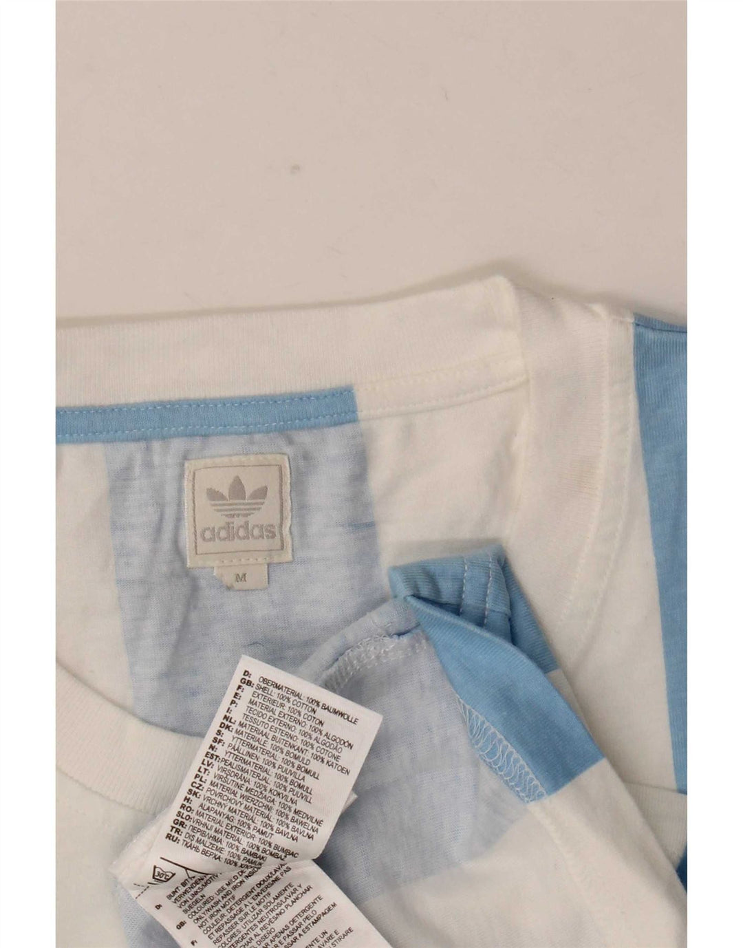 Ανδρικό γραφικό T-Shirt Adidas Top Βαμβακερό μεσαίο μπλε ριγέ