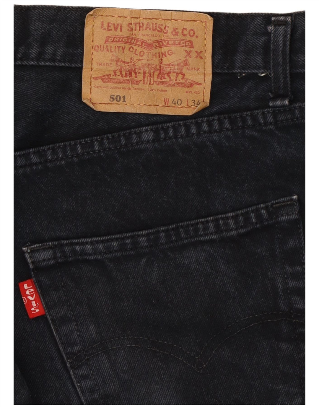 Levi's Mens 501 Straight Jeans W40 L26 Μαύρο Βαμβακερό