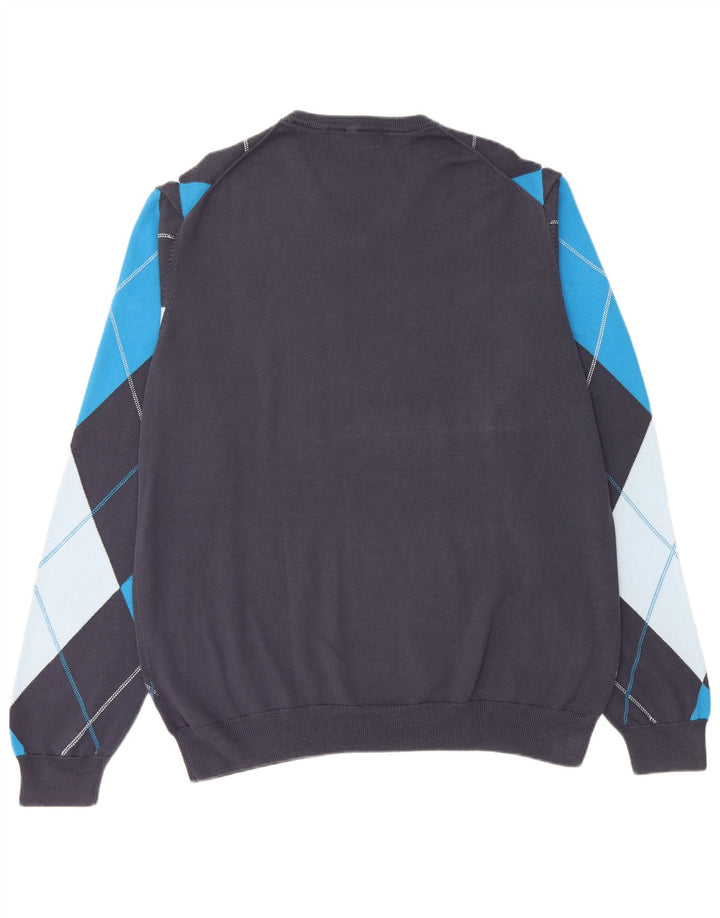 LYLE & SCOTT Ανδρικό πουλόβερ με λαιμόκοψη 2XL Navy Blue Argyle/Diamond