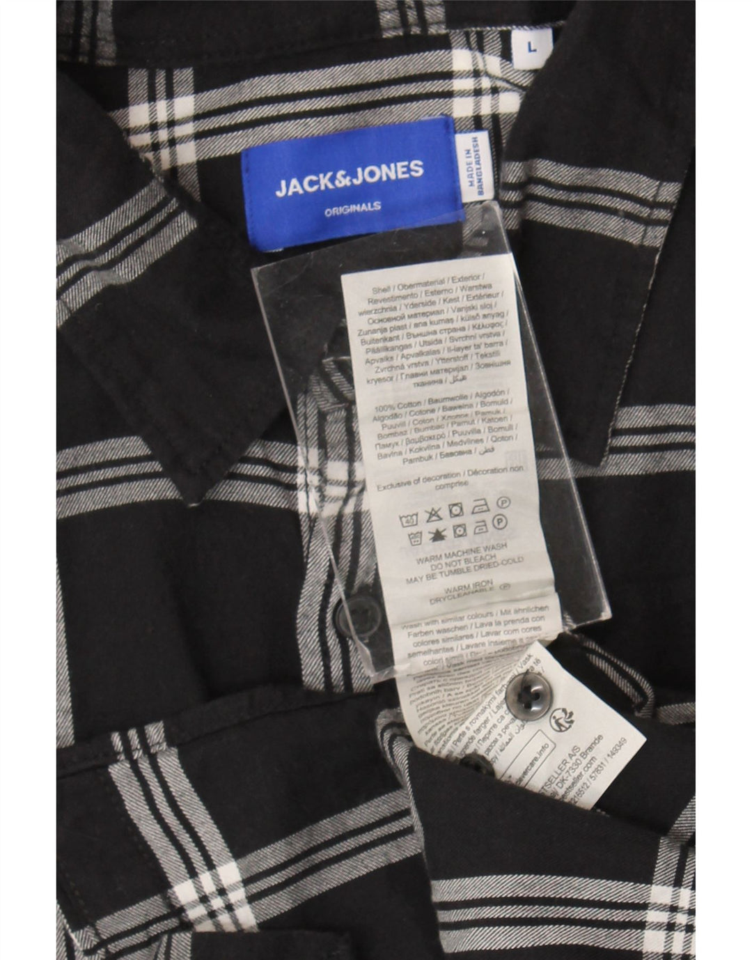 Jack & Jones Ανδρικό φανελένιο πουκάμισο μεγάλο μαύρο βαμβακερό