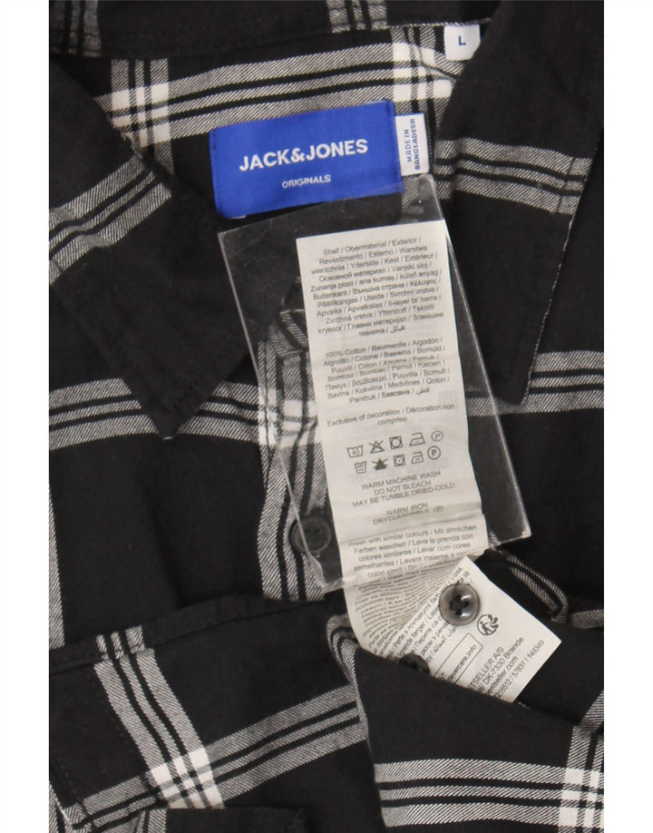 Jack & Jones Ανδρικό φανελένιο πουκάμισο μεγάλο μαύρο βαμβακερό
