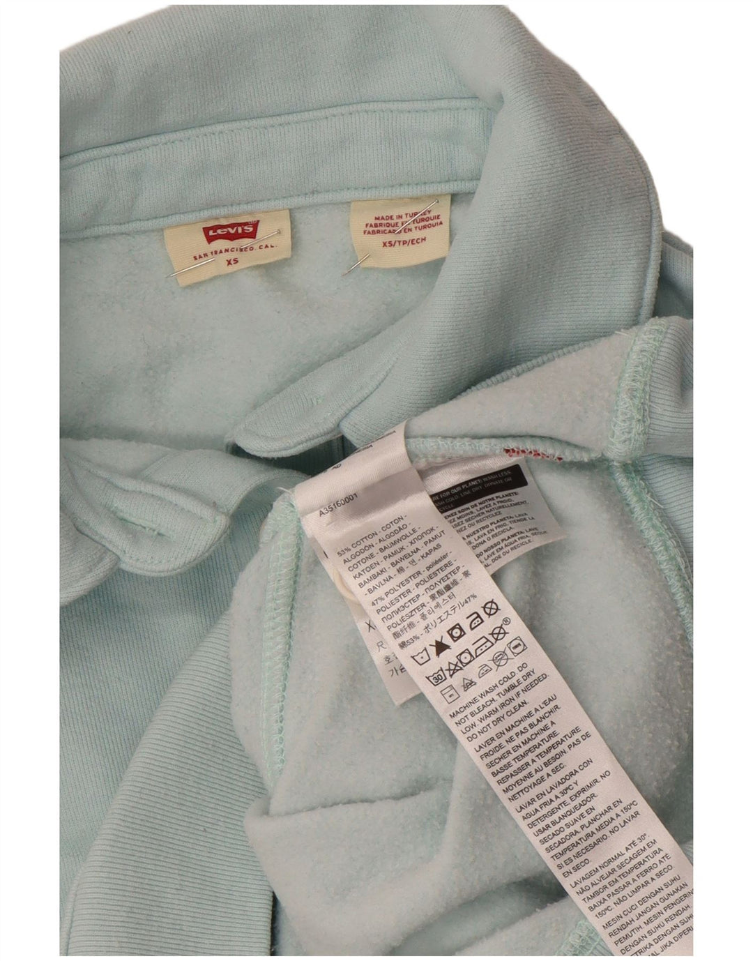 Γυναικεία LEVI'S Oversized φούτερ με λαιμόκοψη Polo Jumper UK 6 XS Blue