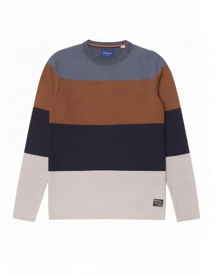 Jack & Jones Ανδρικό πουλόβερ με λαιμόκοψη, μεσαίο πολύχρωμο Colourblock