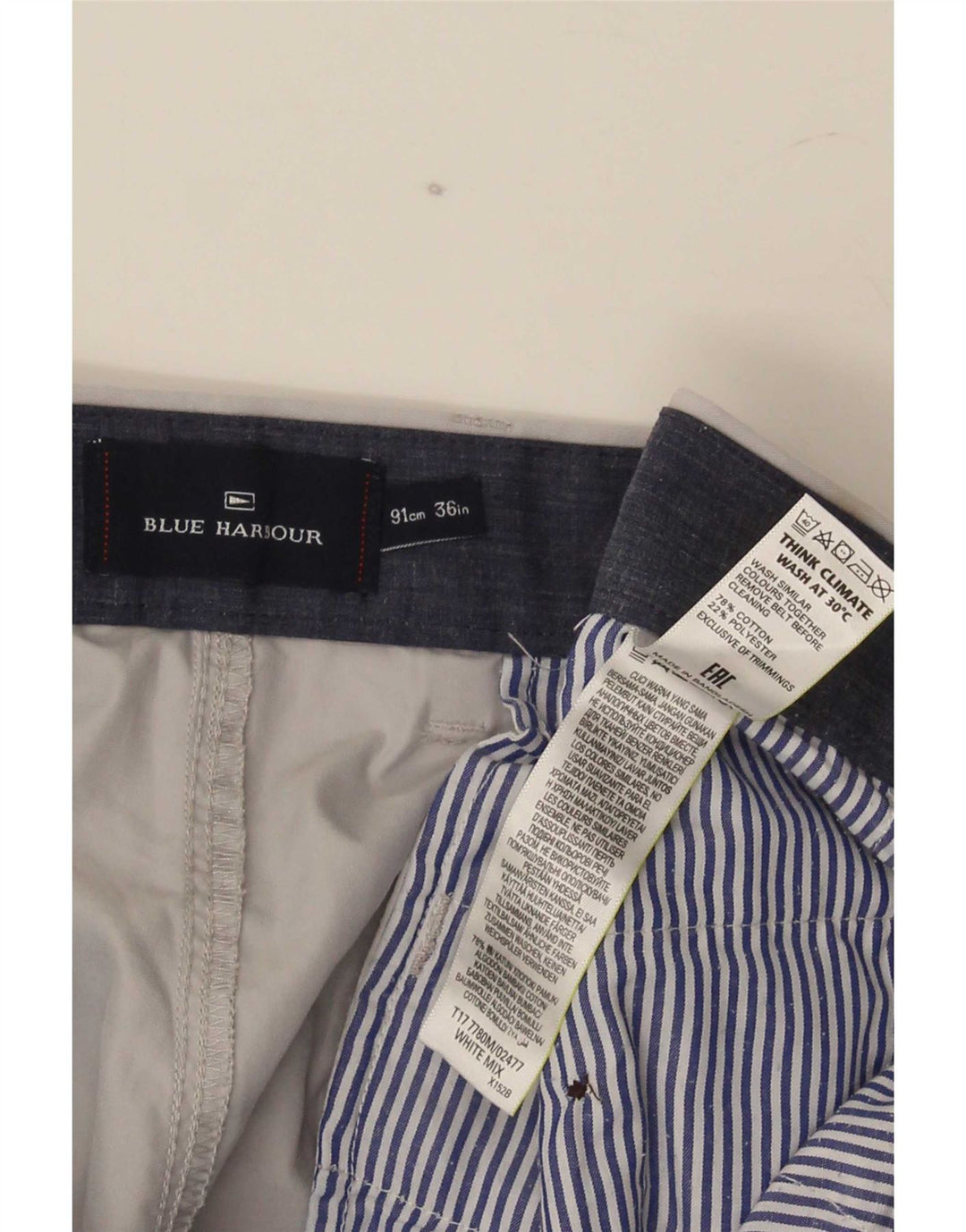 Marks & Spencer Ανδρικό Σορτς Chino Σορτς Μπλε Harbour W36 μεγάλο γκρι βαμβακερό