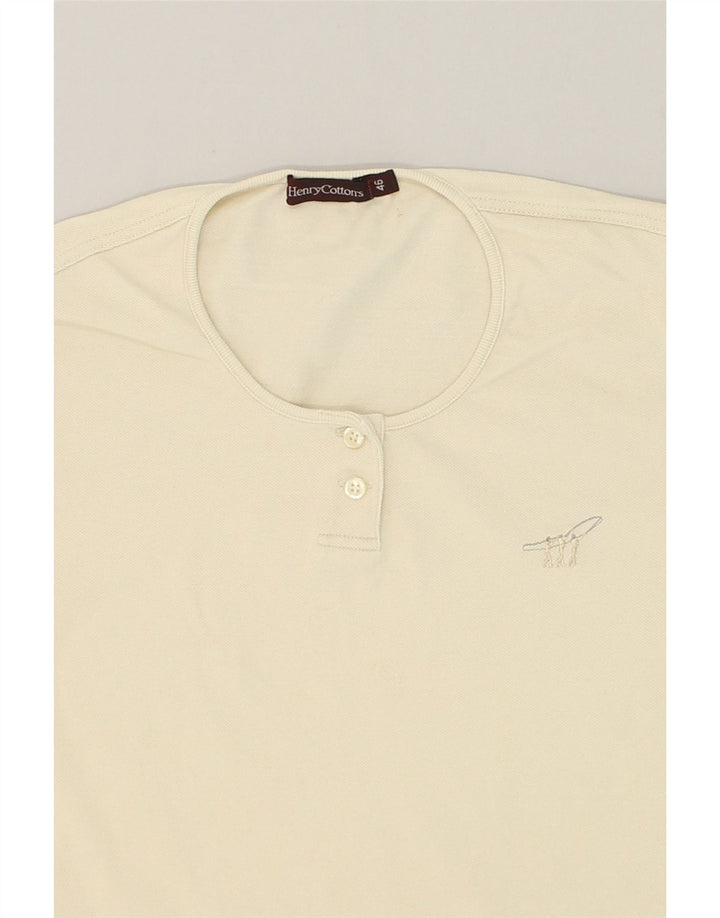 HENRY COTTONS Womens T-Shirt Top IT 46 Large Beige Cotton | Vintage Henry Cottons | Thrift | Second-Hand Henry Cottons | Used Clothing | Messina Hembry 
