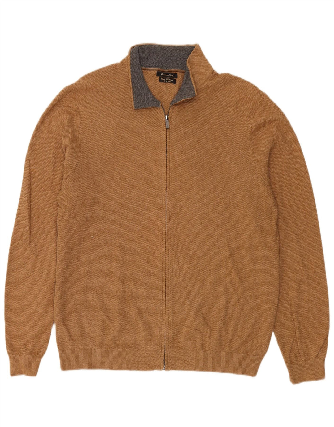 MASSIMO DUTTI Ανδρική ζακέτα πουλόβερ μεγάλο καφέ βαμβακερό