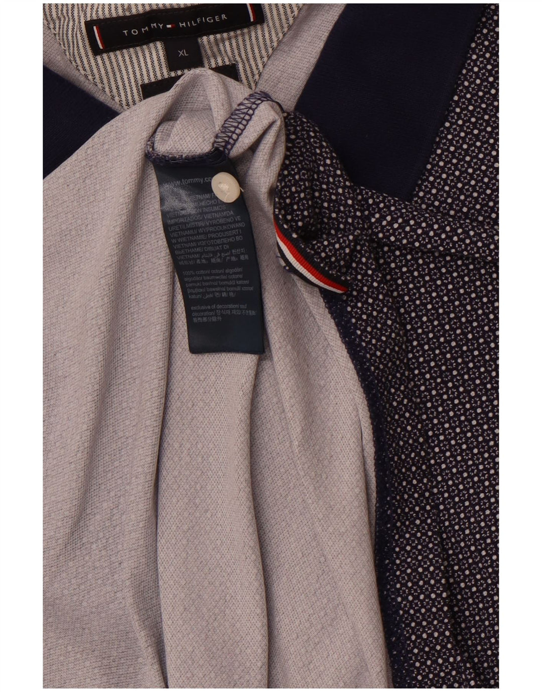 Ανδρικό μπλουζάκι πόλο TOMMY HILFIGER XL, Βαμβακερό με μπλε στίγματα