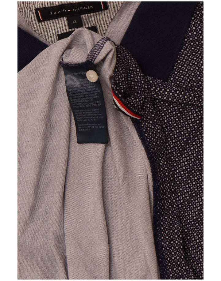 Ανδρικό μπλουζάκι πόλο TOMMY HILFIGER XL, Βαμβακερό με μπλε στίγματα