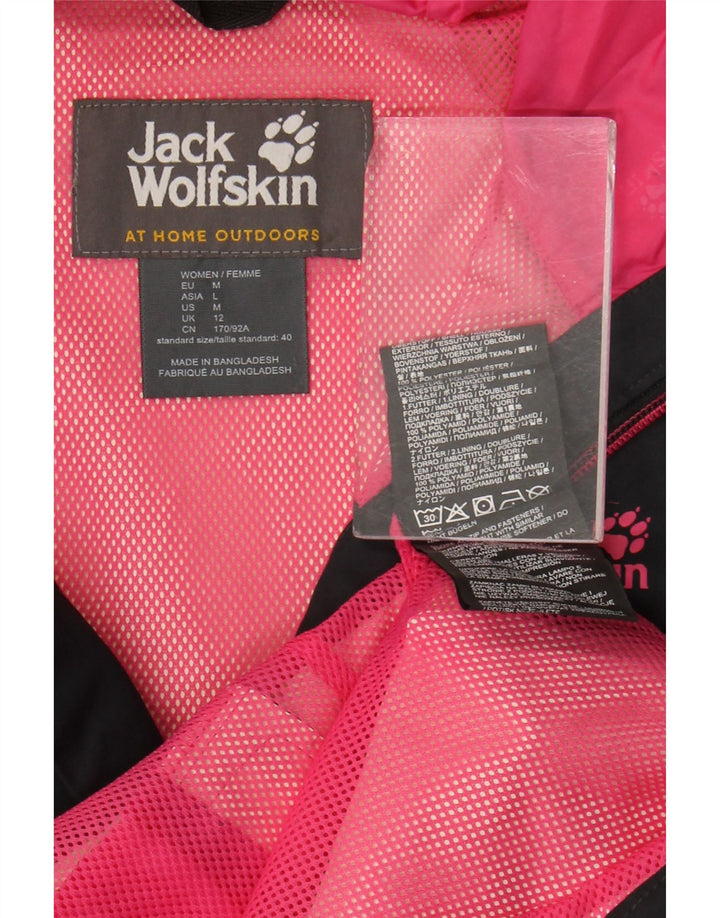 Jack Wolfskin Γυναικείο μπουφάν βροχής με κουκούλα UK 12 μεσαίου μαύρου πολυεστέρα