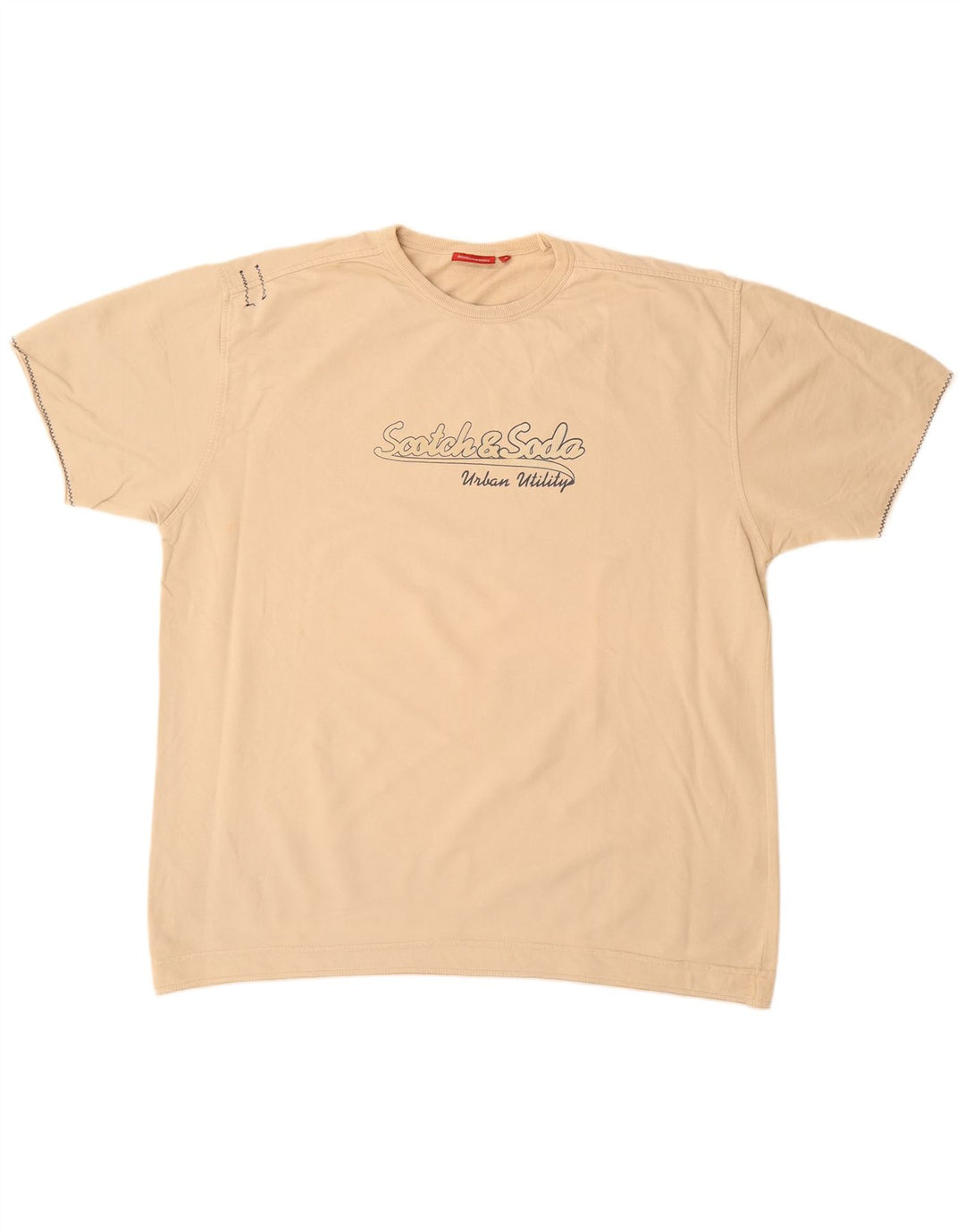 Γραφικό ανδρικό φούτερ SCOTCH & SODA με κοντό μανίκι Jumper XL Μπεζ βαμβακερό