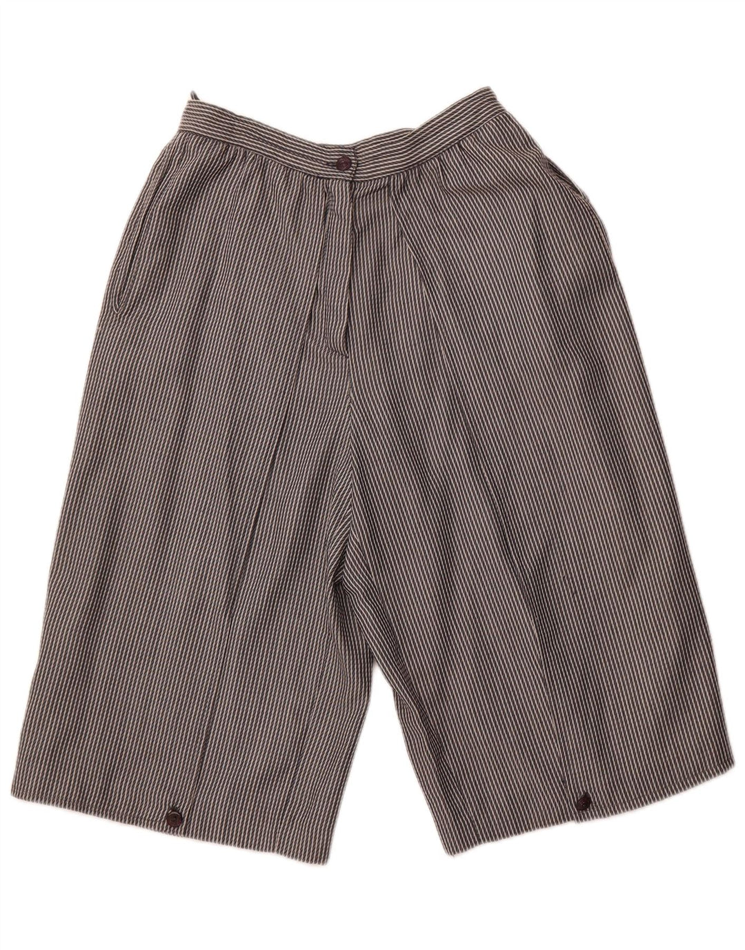 VINTAGE Γυναικείο ψηλόμεσο βερμούδα IT 44 Medium W26 Γκρι ριγέ