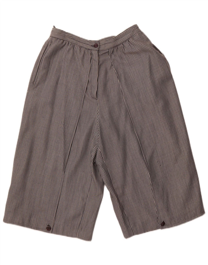 VINTAGE Γυναικείο ψηλόμεσο βερμούδα IT 44 Medium W26 Γκρι ριγέ