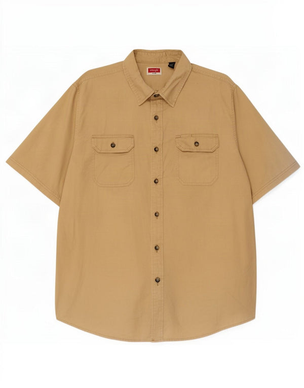 Ανδρικό κοντομάνικο πουκάμισο Wrangler XL Μπεζ βαμβακερό