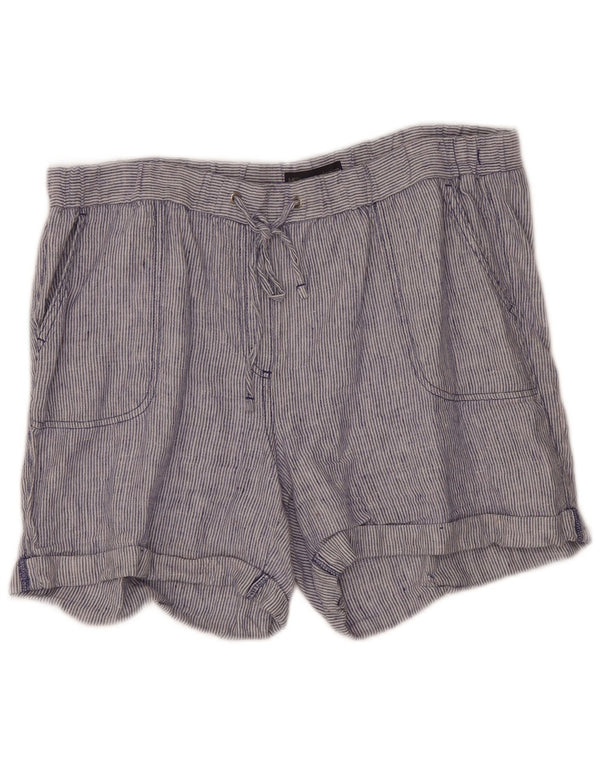 Marks & Spencer Γυναικείο σορτς casual μέγεθος 18 W36 L5 Μπλε ριγέ λινό