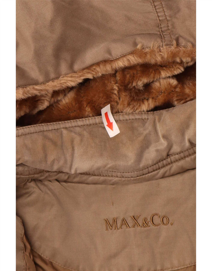 Max & Co. Γυναικείο παλτό με κουκούλα UK 12 μεσαίο καφέ βαμβακερό