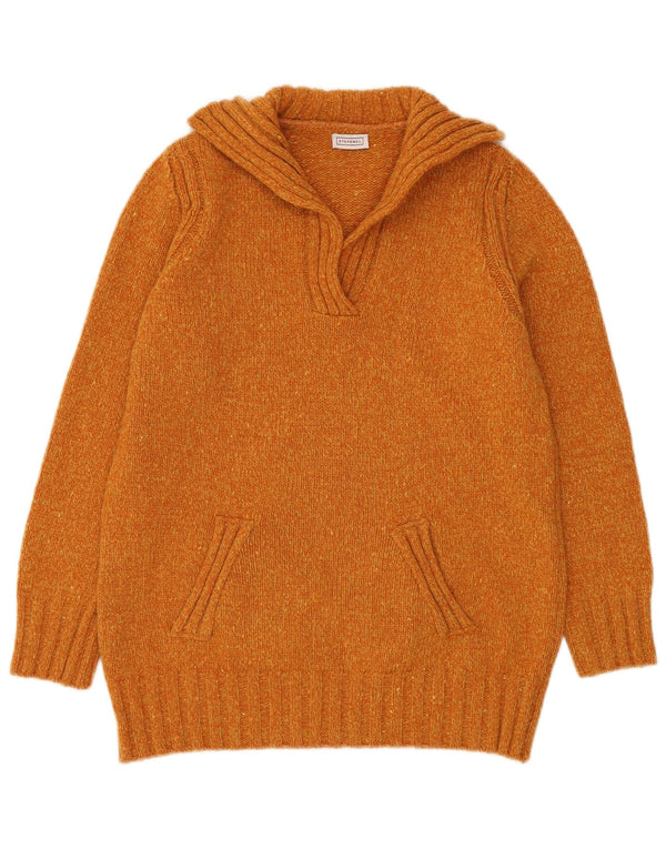 Stefanel γυναικείο πουλόβερ πόλο με λαιμόκοψη UK 8 Small Orange Flecked