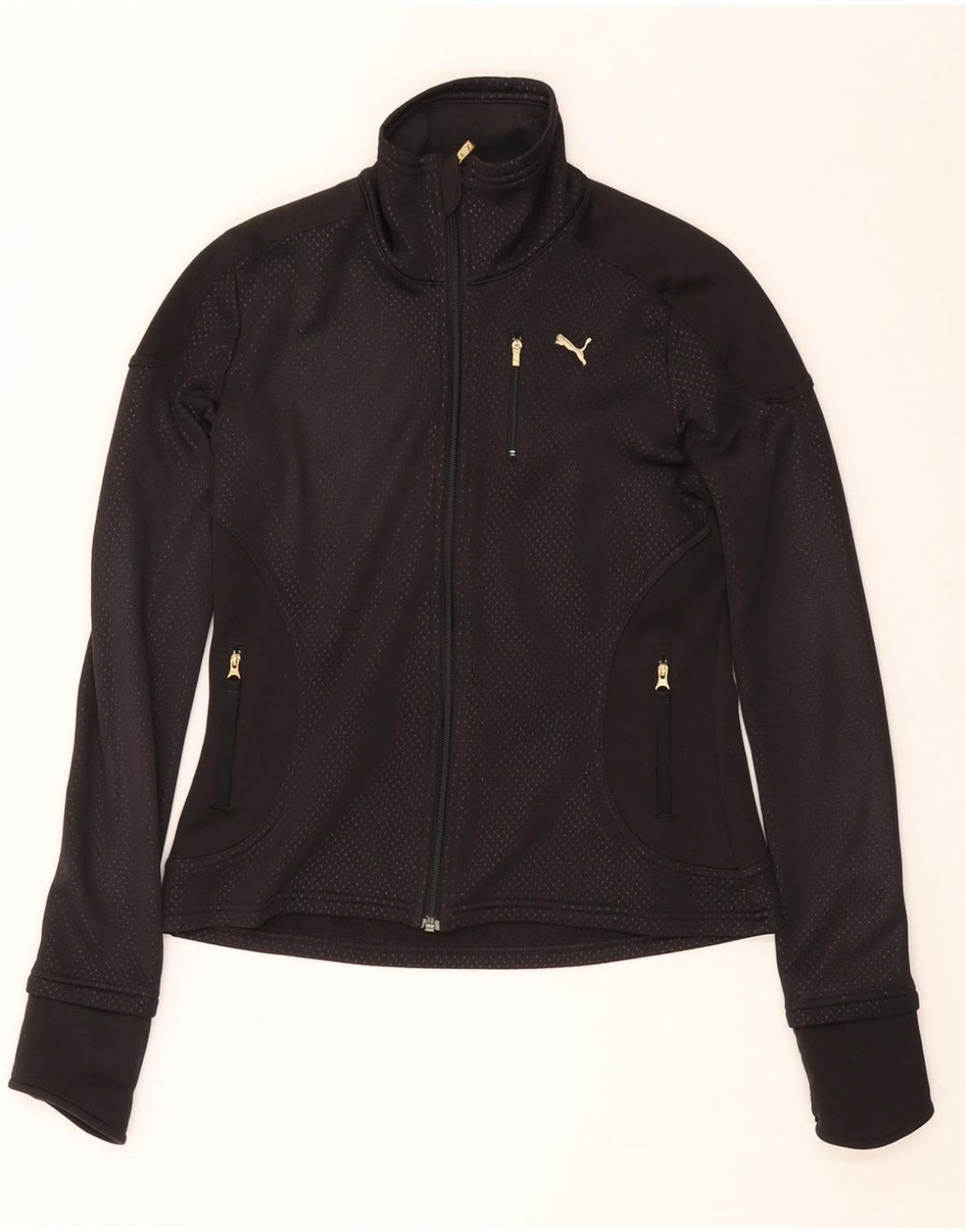 Γυναικεία αθλητική φόρμα PUMA Top Jacket UK 14 Medium Black Spotted Polyester