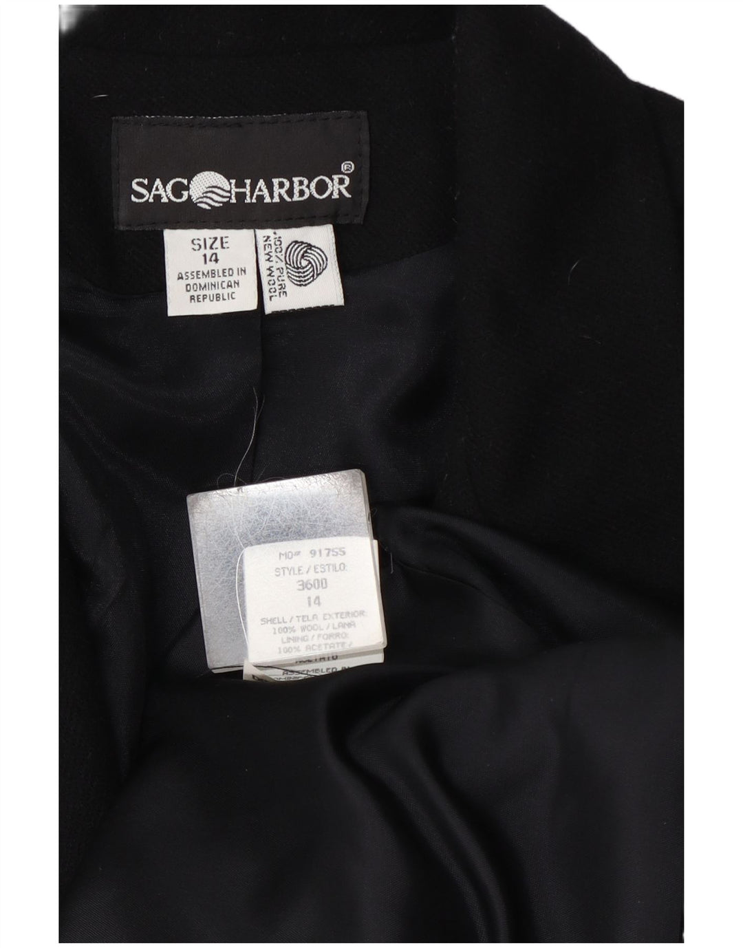 Sag Harbor Γυναικείο σακάκι σακάκι με 1 κουμπί UK 14 μεγάλο μαύρο μαλλί