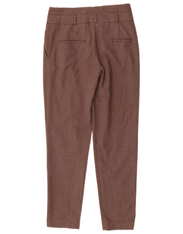 Zara γυναικείο κωνικό παντελόνι Chino XS W24 L28 καφέ Houndstooth Πολυεστέρας