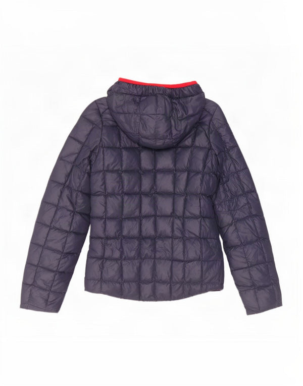 K-Way Womens Hooded Reversible Padded Jacket UK 10 Small Navy Blue