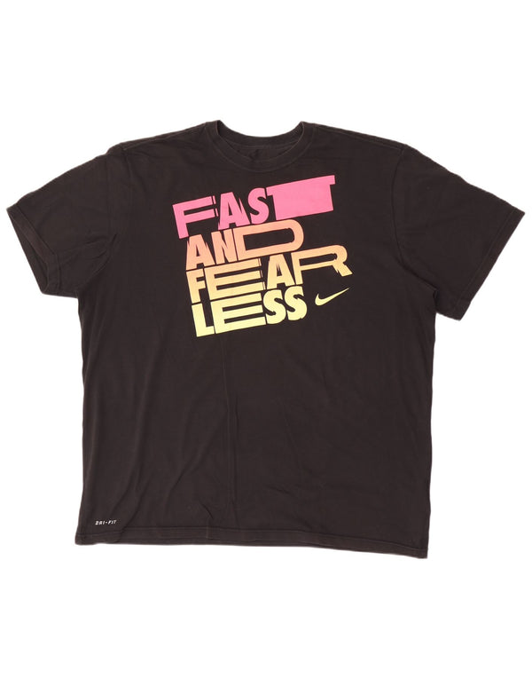 Ανδρικό μπλουζάκι γραφικό Nike Dri Fit 2XL μαύρο βαμβακερό