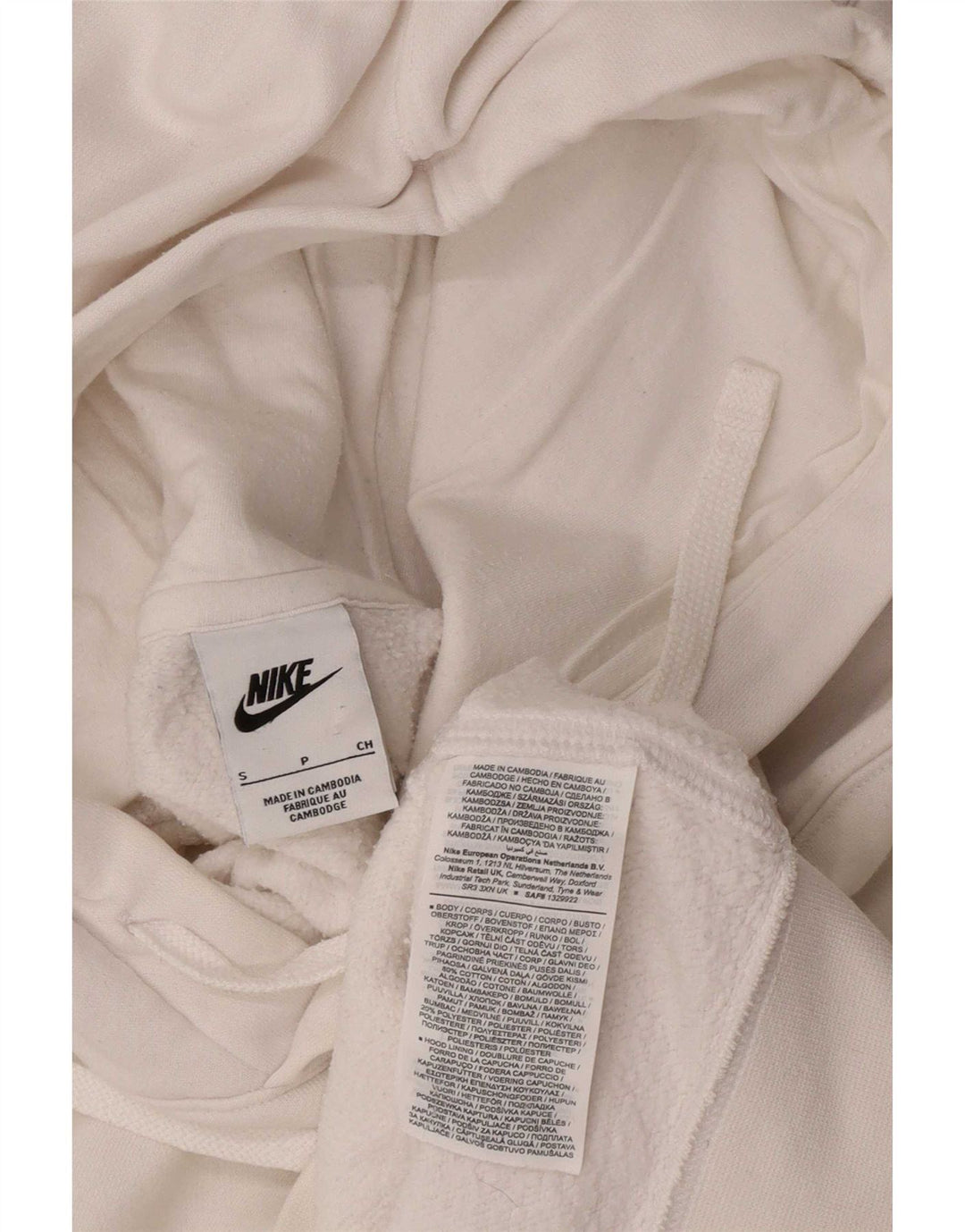 Ανδρικό μπλουζάκι με κουκούλα Nike, μικρό λευκό βαμβακερό