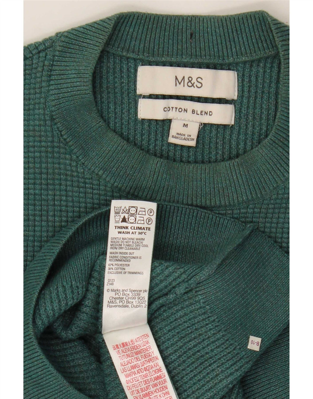 Marks & Spencer Ανδρικό πουλόβερ με λαιμόκοψη μεσαίου πράσινου πολυεστέρα