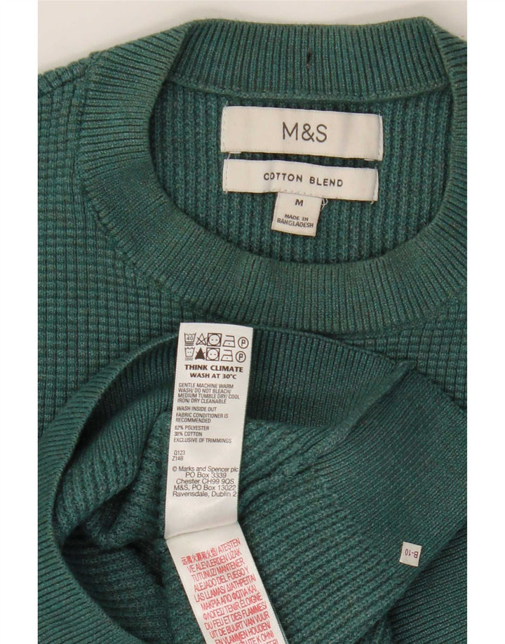 Marks & Spencer Ανδρικό πουλόβερ με λαιμόκοψη μεσαίου πράσινου πολυεστέρα