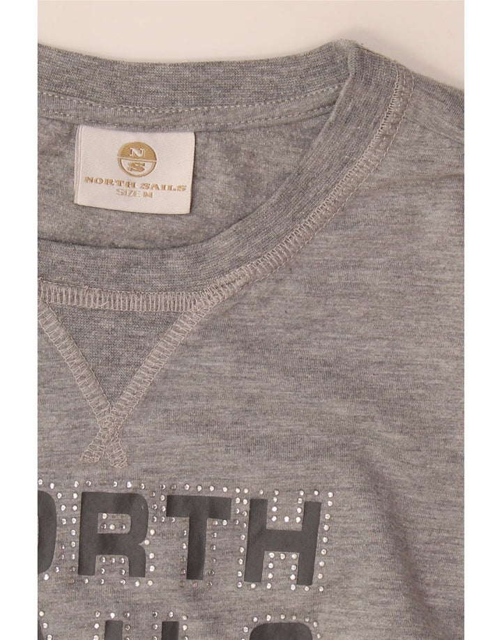 NORTH SAILS Womens Graphic Top Long Sleeve UK 12 Medium Grey Vintage North Sails and Second-Hand North Sails from Messina Hembry 