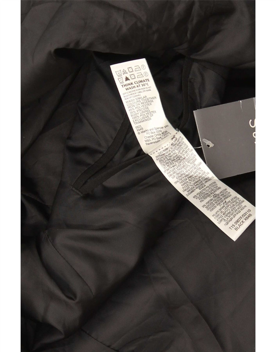 Marks & Spencer Ανδρικό σακάκι σακάκι με 2 κουμπιά 44 XL Μαύρο πολυεστέρα