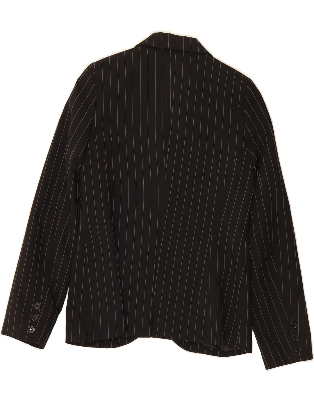 ZOE Womens 1 Button Blazer Jacket UK 12 Medium Black Pinstripe Polyester Vintage Zoe and Second-Hand Zoe from Messina Hembry 