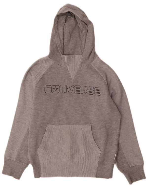 CONVERSE Boys Graphic Hoodie Jumper 10-11 ετών Medium Grey Colourblock