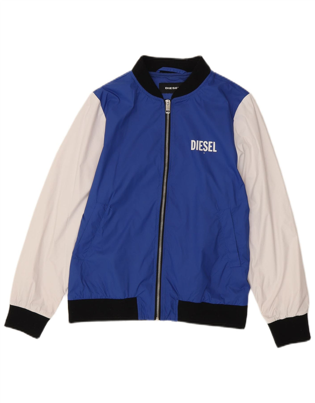 Diesel Boys Graphic Bomber Jacket 11-12 Years Blue Colorblock Nylon