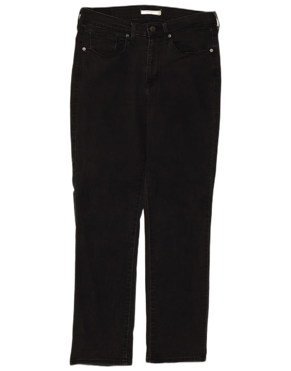 LEVI'S Womens High Waist Straight Jeans US 10 Large W30 L30 Black