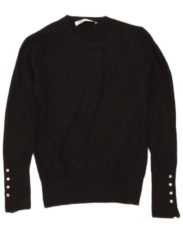 Zara Γυναικείο πουλόβερ με λαιμόκοψη UK 10 Small Black