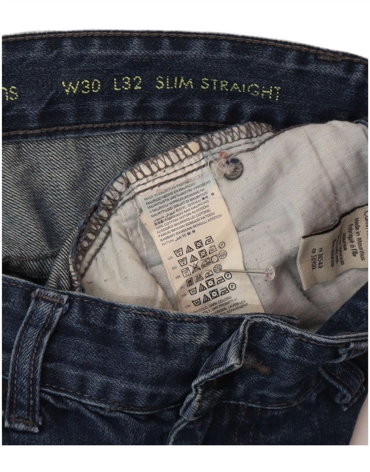 Calvin Klein Ανδρικό Slim Straight Jeans W30 L32 Μπλε βαμβακερό