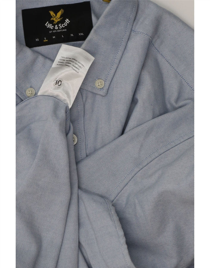Ανδρικό κοντομάνικο πουκάμισο Lyle & Scott, μικρό μπλε βαμβακερό