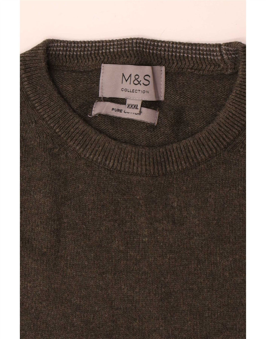 Ανδρικό πουλόβερ Marks & Spencer Crew Neck Jumper 3XL Χακί βαμβακερό