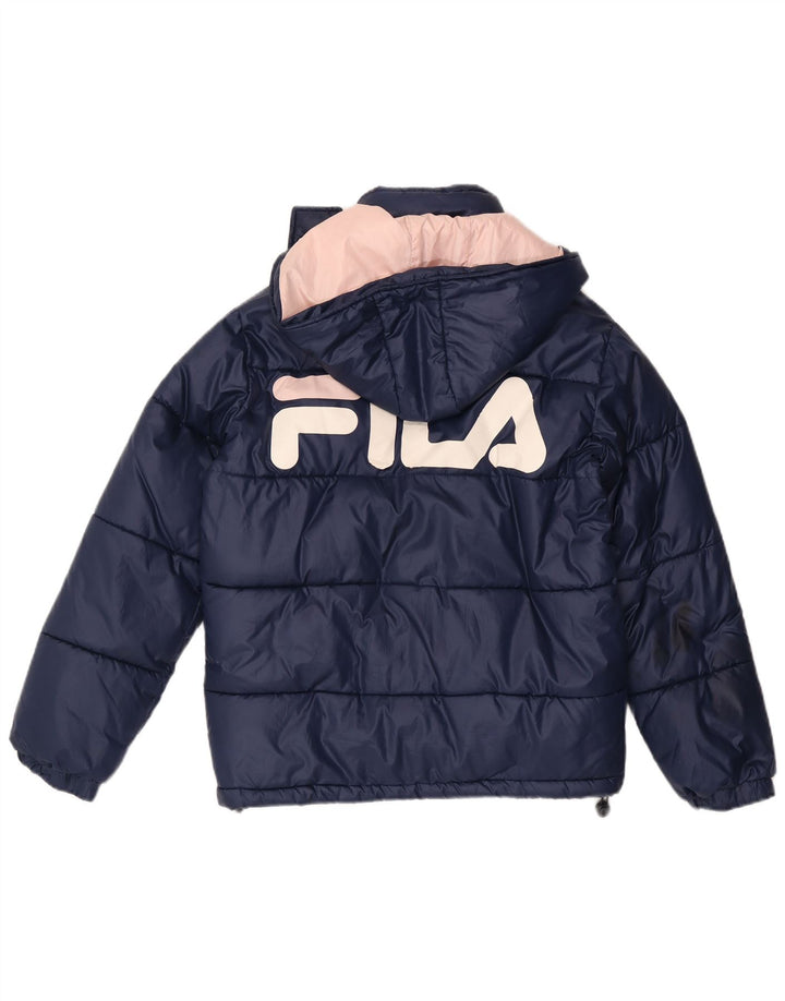 Fila γυναικείο μπουφάν υπερμεγέθη με γραφικά επένδυση UK 6 XS Navy Blue Polyester