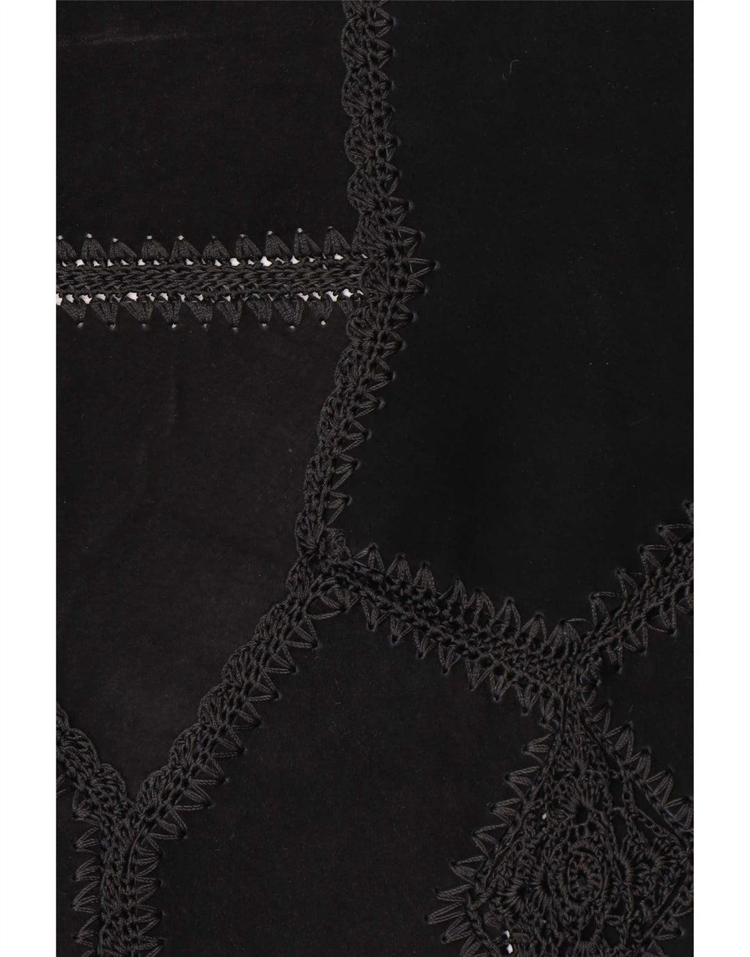 Vintage Γυναικείο Suede Gilet UK 16 Large Black Patchwork
