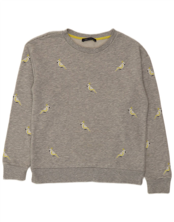 Marks & Spencer Γυναικεία γραφική φούτερ Jumper UK 10 Small Grey Polyester