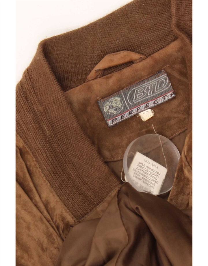 Vintage Ανδρικό Velor Bomber Jacket IT 52 XL Brown Silk