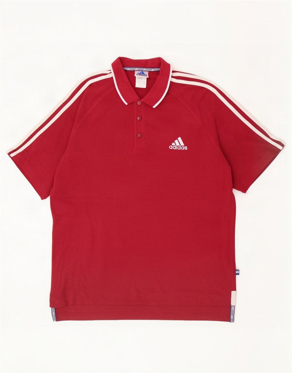 Ανδρικό πουκάμισο πόλο Adidas UK 40/42 μεσαίο βαμβακερό μπορντό