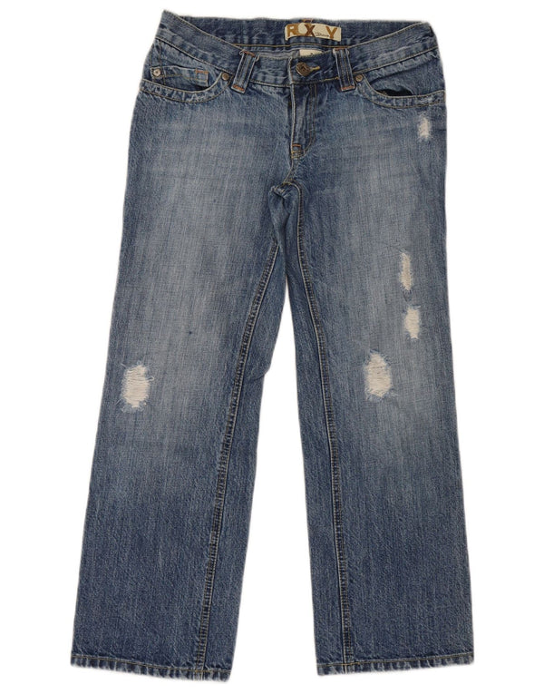 Roxy Womens Low Waist Distressed Straight Jeans US 3 Small W29 L27 Blue
