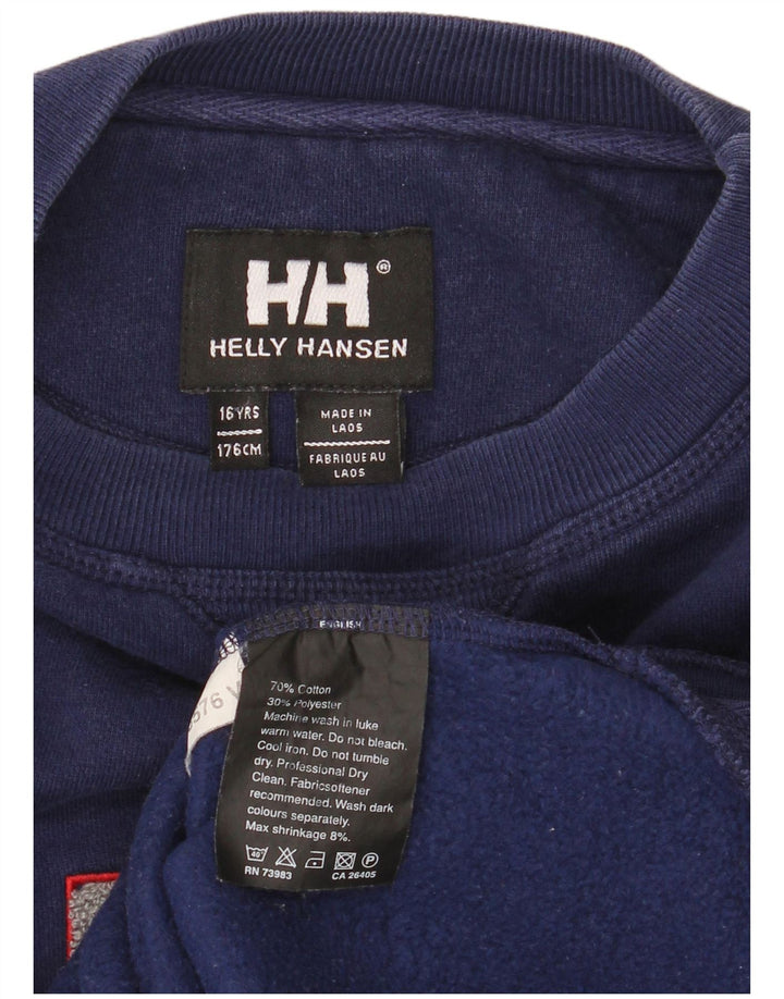 Helly Hansen Boys Γραφικό Φούτερ 15-16 ετών Ναυτικό Μπλε βαμβακερό