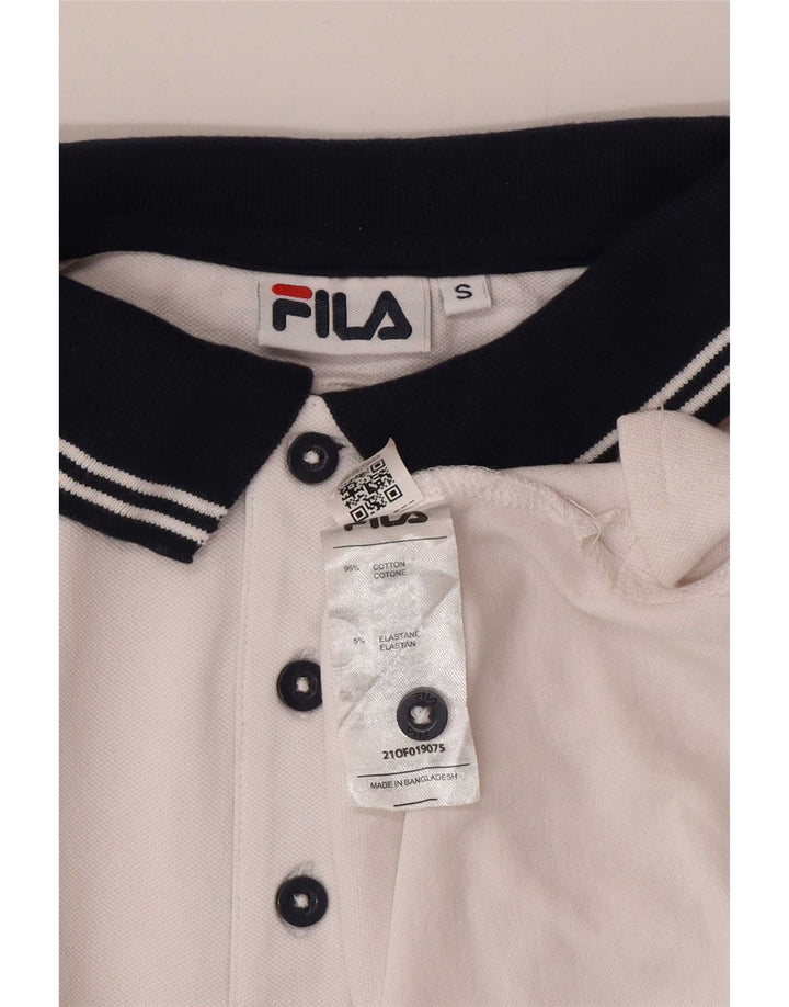 Ανδρικό πουκάμισο πόλο Fila, μικρό λευκό χρώμα, βαμβακερό
