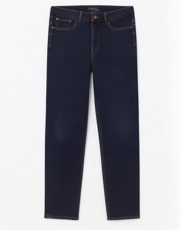 Marks & Spencer Γυναικεία Straight Jeans UK 14 Large W32 L29 Navy Blue Cotton