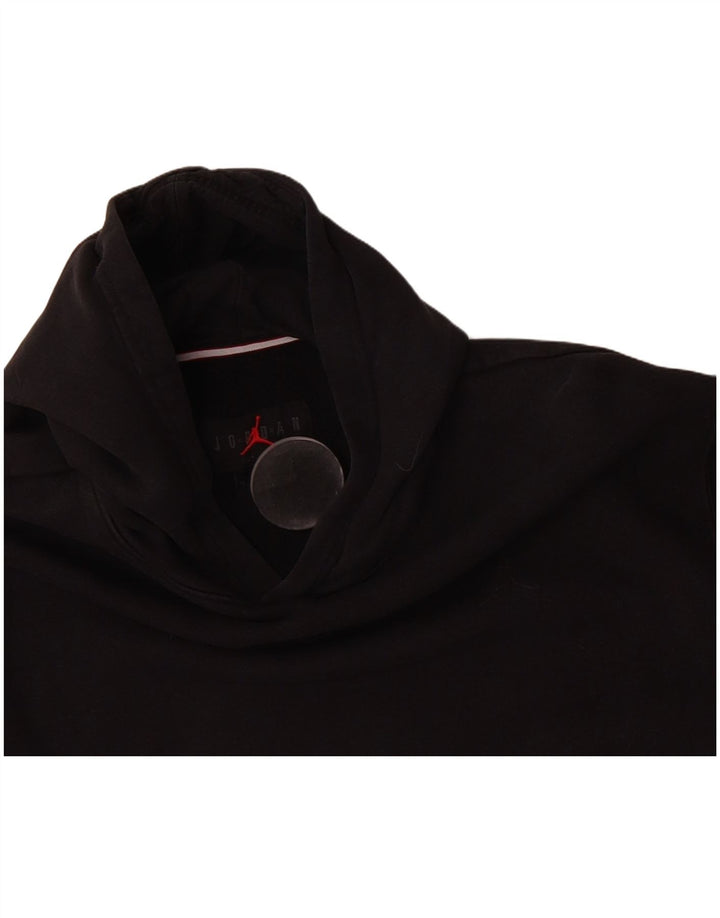 JORDAN Womens Hoodie Jumper UK 14 Medium Black Cotton