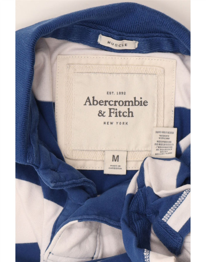 ABERCROMBIE & FITCH Ανδρικό μπλουζάκι ράγκμπι πόλο με μεσαίο ναυτικό μπλε ριγέ